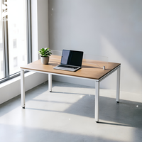Poste de travail modulaire en panneaux de bois pour 2 personnes, 120x120x75cm, mobilier commercial moderne