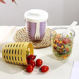 Gobelet à fruits à emporter, gobelet Mason, double couche, couvercle anti-fuite, portable, gobelet à salade pour le petit-déjeuner, travailleurs de bureau, femmes, plastique - Product Image 3