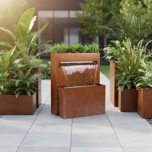 Fontaine d'eau de <span class=keywords><strong>jardin</strong></span> Art Déco WJS en acier Corten avec rotin FE-82523-33 Guangdong Anniversaire - Product Image 5