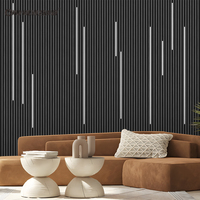 Goodsound lampu Led kayu hitam, pelapis dinding akustik papan dinding bergalur untuk ruang tamu