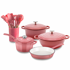 Casserole en fonte émaillée orange 3QT Bright Houseware Europe Design, antiadhésive, logo personnalisé, métal, diamètre 22 cm, écologique, deux poignées - Product Image 6