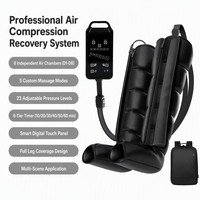 Masseur de jambes à compression d'air pour soulagement, bottes de récupération à 6 chambres, panneau numérique, 23 niveaux de pression 30-250 mmHg, D1-D6, minuterie, 5 modes
