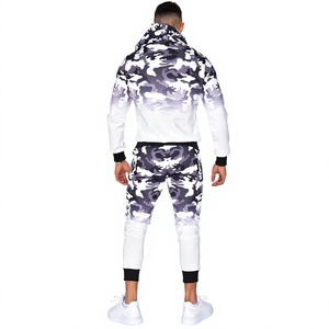 Men's Camo Print Hooded Tracksuit Set Zip Up Jacket Jogger Pants Hip Hop 2 Piece Outfit Sporty <b>leisurewear</b> for men - Product Image 6