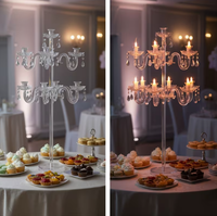 Candélabre en acrylique à 9 têtes, porte-bougie en cristal, décoration de mariage, centre de table, décoration de fête et de maison