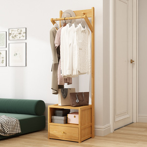 Solid wood floor-standing bedside table and <b>clothes</b> <b>rack</b>, suitable for home use in bedrooms. Small and multifunctional storage - Product Image 5
