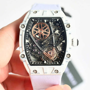 Luxury Men's Tourbillon Mechanical <b>Watch</b>, Ultra-thin Tonneau-shaped <b>Case</b>, Carbon Fiber Rubber Strap, Sporty RM Waterproof <b>Watch</b> - Product Image 1
