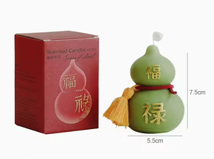 Chinese Gourd "Fu Lu" Scented <b>Candle</b> - Traditional Feng Shui Decor for Good Luck & Blessings Popular National Style - Product Image 6