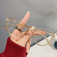 Lunettes de vue unisexes transparentes, monture complète en PC, anti-lumière bleue, design dégradé, forme œil de chat tendance, pour visages en forme de losange