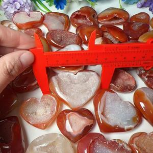 Atacado Boa Qualidade <span class=keywords><strong>Gemstone</strong></span> Healing Crystal Druzy <span class=keywords><strong>Hearts</strong></span> Ágata Vermelha Geode Crystal Heart para Decoração - Product Image 6