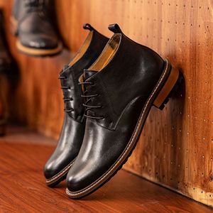 Botas de Trabajo para Hombre de Talla Grande, Botas Cortas Impermeables, Elegantes y Casuales para Caminar al Aire Libre, con Aumento de Altura, de Cuero Genuino para Otoño - Product Image 5
