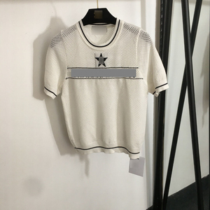 Pull tricoté confortable à manches courtes pour <span class=keywords><strong>femme</strong></span>, collection été 2025 – T-shirts de <span class=keywords><strong>luxe</strong></span> de la <span class=keywords><strong>marque</strong></span> D - Product Image 1
