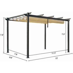 Outdoor Garden Aluminum Pergola Gazebo <b>Tent</b> <b>Canopy</b> 10'x13'x8' Waterproof Roof Modern Design Beige Zanwarm ZWMPG-1013 ZWMPG-1013 - Product Image 4