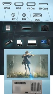 H96 Dust-free 1080P Auto Portable <b>Projector</b> Ecooling Sealed Movie LCD Video <b>Android</b> 9 500 Lumens Stereo H96 Windscreen Video Pro - Product Image 4