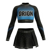Uniforme de Porristas de Dos Piezas, Manga Larga, Cintura Elástica, Spandex, Color Brillante, Atuendo Juvenil para Animadoras