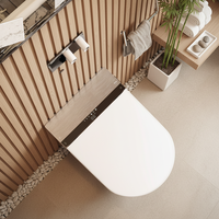 S023 Toilette intelligente futuriste avec télécommande, siège chauffant, garniture blanche et grise, sans contact, chasse d'eau automatique double, toilette intelligente au sol