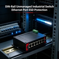 Switch Ethernet compact sur rail DIN non géré, 4 ports 100M, qualité industrielle, sans ventilateur, protection contre les surtensions IP40 6KV