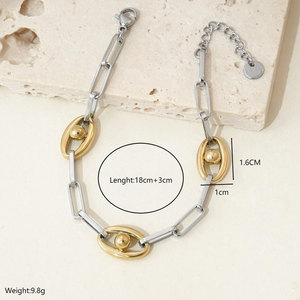 Pulseras y Brazaletes de Moda al por Mayor de Acero Inoxidable 316L, Pulsera de Dos Tonos Chapada en Oro de 14k y 18k para Mujer - Product Image 5