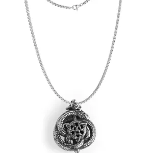Viking Triangle Knot Concentric Knot Pendant Vintage Titanium Steel Celtic Dragon Pendant Stainless Steel Necklace