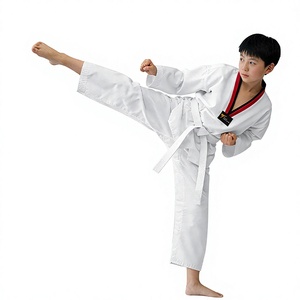 Uniforme de Taekwondo al por mayor con cuello en V, cinturón elástico con cordón, cinturón de graduación, agradable al tacto, para artes marciales, dojo, gimnasio, pedidos al por mayor - Product Image 3