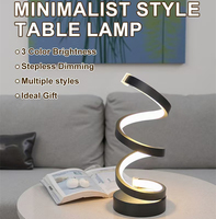 Lampe de table spirale vintage tactile, 3 modes LED, bras réglable, USB-C, lampe de bureau moderne minimaliste pour bar, chambre, cadeau