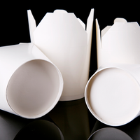 Boîte à pâtes ronde à fond rond en papier pour frites, avec couvercle pliable, imprimée sur mesure, biodégradable