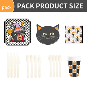 DAMAI Happy Halloween Paper Plates Set Halloween Cat Theme Party Decorations Paper Plates Cups Napkins for Kids Halloween Party - Product Image 6