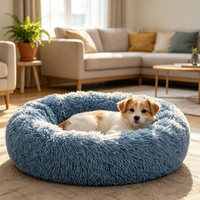 Großhandel 2025 Neues Rundes Donut-Hundebett Langes Plüschiges Flauschiges Haustierbett Ultra Weiches Zotteliges Katzennest Tragbare Haustier-Sofamatte für Hunde
