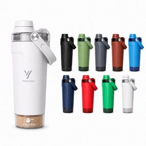 Custom logo 20oz Leakproof Insulated Stainless Steel Shaker Cup BPA-Free Double Wall Powder Coated Protein Shakes <b>Bottle</b> - Product Image 1