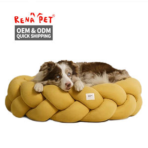Vente en gros de fabricant de logo personnalisé fournisseur de produits <span class=keywords><strong>pour</strong></span> animaux de compagnie tissage rond beignet chat <span class=keywords><strong>chien</strong></span> lit de luxe - Product Image 1