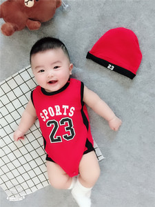 2022 ropa para baby basketball style senza maniche estate neonato abbigliamento pagliaccetto con cappello - Product Image 4
