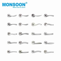 Poignée de porte moderne en bois MONSOON avec serrure à mortaise, ensemble de poignées à levier en acier inoxydable, poignée de porte tubulaire creuse avec installation facile