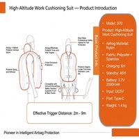 Combinaison antichute robuste avec airbag pour travaux en hauteur, vêtements de sécurité pour la construction, portée de déclenchement 2-9m, réutilisable