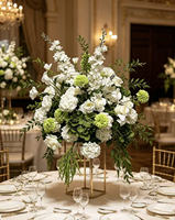 Arrangement personnalisé de roses artificielles en soie de 30 cm à 80 cm, décoration de mariage, centre de table de mariage, boule de fleurs blanche et verte