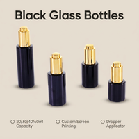 Bouteilles en verre noir opaque de haute qualité 20ml 30ml 40ml 60ml avec des récipients d'huile essentielle de compte-gouttes d'or prix usine