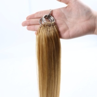 Extensions de cheveux vietnamiennes en plumes, 100% cheveux humains Remy, micro-anneaux, blonds, lisses, sans colle, sans chaleur