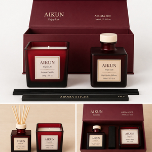 AIKUN Luxury Glass Bottle <b>Reed</b> <b>Diffuser</b> Fragrance Collection Custom Packaging Soy Wax Candle <b>for</b> Gift Markets - Product Image 1