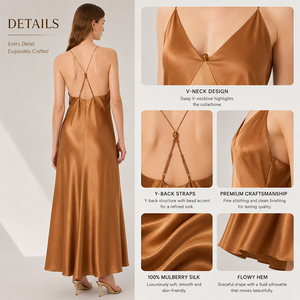 <b>Silk</b> Camisole <b>Dress</b> Cowl Neck Sleeveless Mulberry <b>Silk</b> <b>Dress</b> Custom Logo Premium Soft Breathable Elegant Women's <b>Summer</b> Gown - Product Image 3