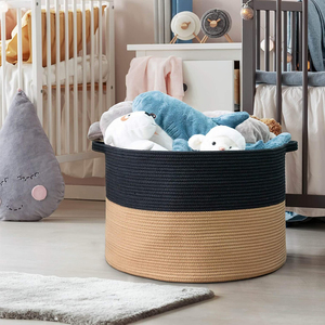 KUYUE Paniers de rangement <span class=keywords><strong>en</strong></span> corde de coton, grand <span class=keywords><strong>panier</strong></span> tressé pour le linge ou les jouets de bébé, <span class=keywords><strong>panier</strong></span> à couvertures, <span class=keywords><strong>panier</strong></span> pour <span class=keywords><strong>chien</strong></span> - Product Image 3