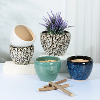 Pots de fleurs en céramique personnalisés couleur marbre vert, grands et petits, pour extérieur, en poterie de jardin, en promotion