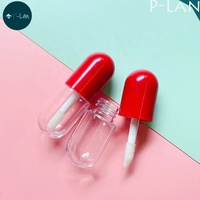 P-Lan Marque Stock quantité minimale de commande 100 pièces Personnaliser Logo 3ml Capsule Forme Ronde Rouge Bleu Rose Mini Mignon Pilule Petit Brillant À Lèvres Tubes