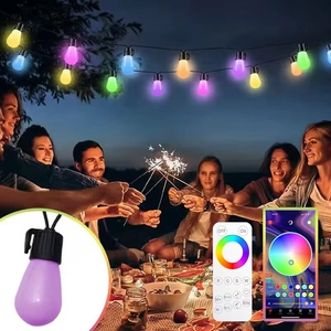 IP65 방수 RGBIC + W 스트링 조명 실내/실외 크리스마스 장식 APP 외부 디밍 S14 램프로 제어 - Product Image 1