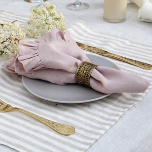 定制客户尺寸亚麻餐巾多色荷花餐巾100% 天然婚宴餐巾