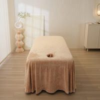 Ensemble de 7 pièces de draps de protection pour table de massage, couleur kaki, en velours épais, pour salon de beauté, thérapie par le massage, housse de matelas