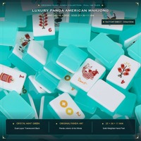 Set Mahjong Amerika Dua Lapis Warna Hijau Mint 160 Ubin Tema Panda Raksasa Bambu Koi Petasan Permainan Meja Grosir