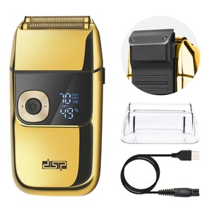 Afeitadora eléctrica Dsp, pantalla digital dorada y negra, recargable por USB para hombres, cuerpo metálico - Product Image 1