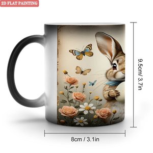Taza Mágica de Cerámica Negra Esmerilada de 11oz que Cambia de Color con el Calor, para Bebidas, Estilo Simple para Sala de Estudio - Product Image 1