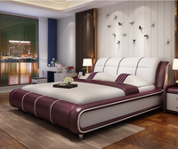 YQ JENMW lit Double chambre principale tatami lit de mariage cadre en pin importé + matelas en latex + 1 armoire