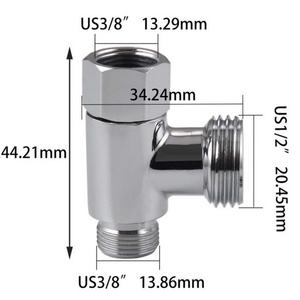 Raccord en T en laiton 3/8', 1/2', 9/16' à 3 voies, vanne de remplissage, adaptateur de déviateur de toilettes, connecteur de vanne, accessoires - Product Image 2