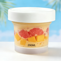 Conteneur en plastique PP blanc givré de qualité alimentaire de 200 ml avec couvercle à vis pour crème glacée, gâteau, dessert