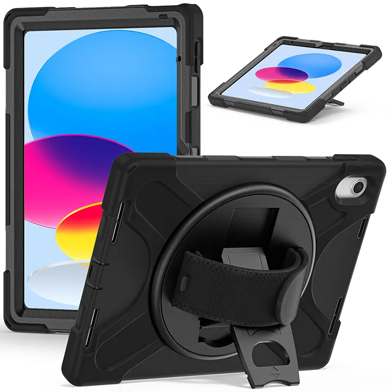 New 360 Rotation Rugged case with hand strap   shoulder strap For iPad 10 Generation 10.9 2022 for iPad 10th generation case